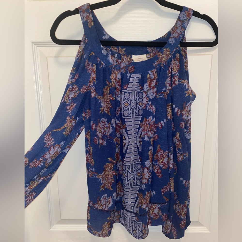 Knox Rose Blue Bohemian Off the Shoulder Top